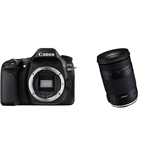 Canon Digital SLR Camera Body [EOS 80D] with Tamron 18-400mm F/3.5-6.3 DI-II VC HLD All-In-One Zoom For Canon APS-C Digital SLR Cameras - Black