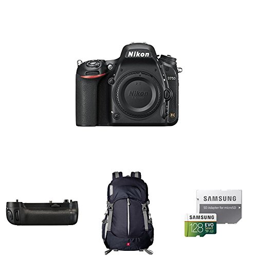 Nikon D750 FX-format Digital SLR Camera Body Deluxe Battery Grip Bundle