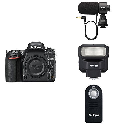Nikon D750 FX-format Digital SLR Camera Body with Wireless Remote Control, Speedlight Flash and Microphone