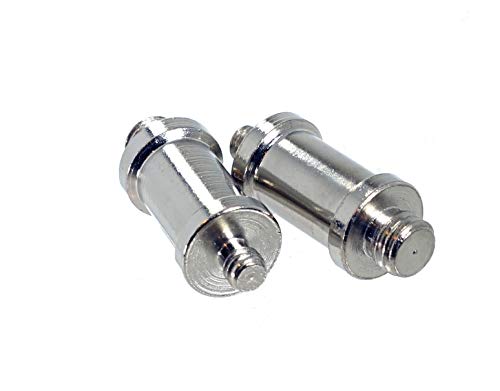 (2 Packs) 32mm 1/4" to 3/8" inch Male to Male Convertor Threaded Screw Adapter Spigot for Studio Light Stand, Hotshoe/Coldshoe Adapter Ball Head Flash Trigger Receiver
