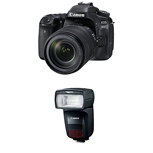 Canon EOS 80D Digital SLR Kit with EF-S 18-135mm f/3.5-5.6 Image Stabilization USM Lens (Black) + Canon Speedlite 470EX-AI
