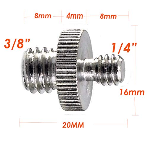 (2 Packs) Standard 1/4"-20 Male to 3/8" Threaded Screw Adapter Tripod Screw Converter Compatible with Camera Cage Light Stand Monopo Shoulder Rig Tripod