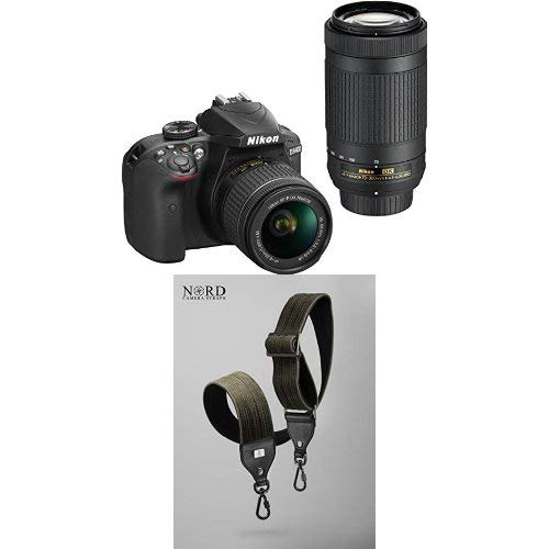 Nikon D3400 w/ AF-P DX NIKKOR 18-55mm f/3.5-5.6G VR & AF-P DX NIKKOR 70-300mm f/4.5-6.3G ED with Universal Camera Strap with Quick Release System
