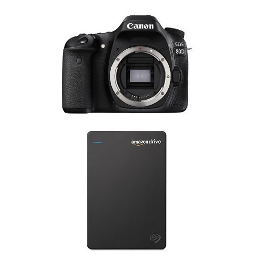 Canon EOS 80D Digital SLR Camera Body (Black) with Seagate 1TB Hard Drive and 1-Year Amazon Drive