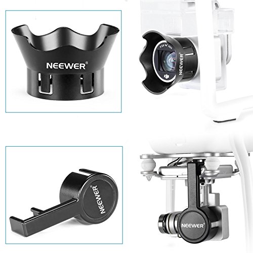 Neewer for DJI Phantom 3 Standard Professional and Advanced, Protective Camera Lens Cap Protector Cover + Flower-Type Rose Petal Lens Hood Made of Premium ABS Plastic (Black)