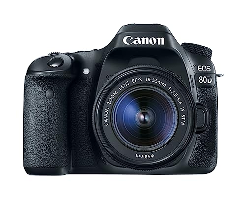 Canon Digital SLR Camera Body [EOS 80D] with EF-S 18-55mm f/3.5-5.6 Image Stabilization STM Lens with 24.2 Megapixel (APS-C) CMOS Sensor and Dual Pixel CMOS AF - Black