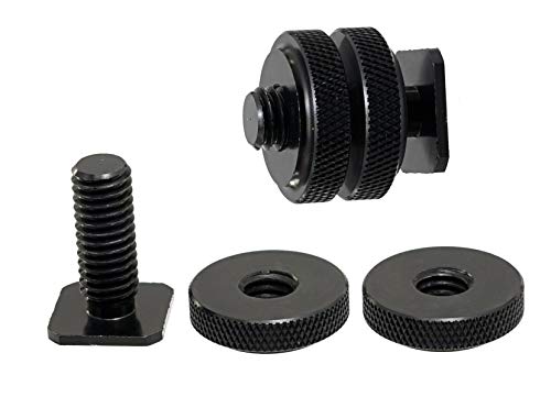 (2 Packs) Fotasy Hot Shoe to 3/8" Adapter, Camera Hot Shoe Mount Adapter, Flash Shoe to 3/8-16 Male Post Adapter with Locking Disk