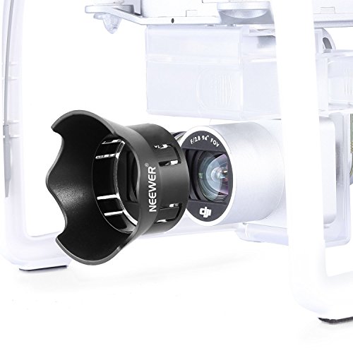Neewer for DJI Phantom 3 Standard Professional and Advanced, Protective Camera Lens Cap Protector Cover + Flower-Type Rose Petal Lens Hood Made of Premium ABS Plastic (Black)