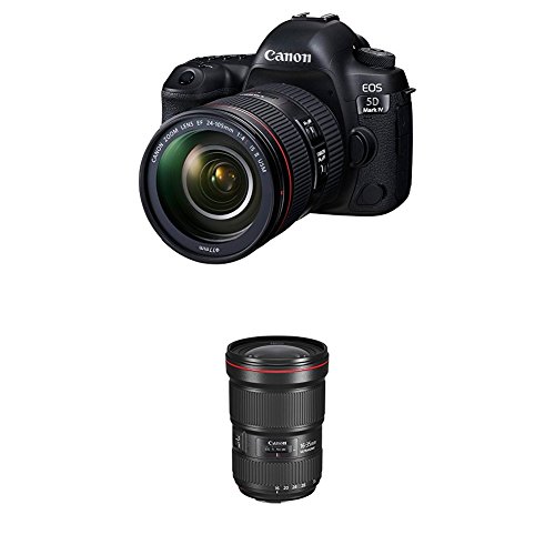 Canon EOS 5D Mark IV Full Frame Digital SLR Camera with EF 24-105mm f/4L IS II USM Lens Kit with Canon EF 16–35mm f/2.8L III USM Lens