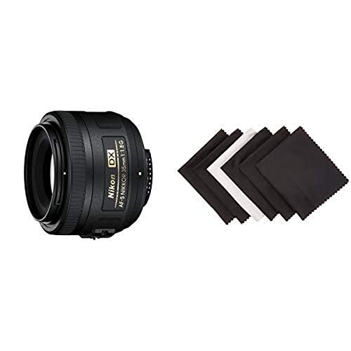 Nikon AF-S DX NIKKOR 35mm f/1.8G Lens with Auto Focus w/ Amazon Basics Lens Cleaning Cloths