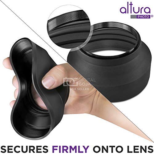 58MM Lens Hood Set (Tulip Flower + Collapsible Rubber Lens Hood)