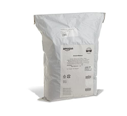 Amazon Basics Microfiber Cleaning Cloths, Non-Abrasive, Reusable and Washable - Pack of 48, 12 x16-Inch, Blue, White and Yellow