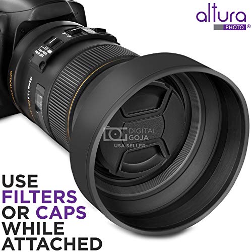 58MM Lens Hood Set (Tulip Flower + Collapsible Rubber Lens Hood)