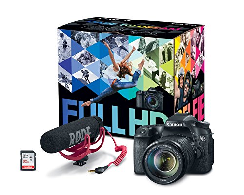 Canon EOS 70D Video Creator Kit with 18-135mm Lens, Rode VIDEOMIC GO and Sandisk 32GB SD Card Class 10 - Wi-Fi Enabled