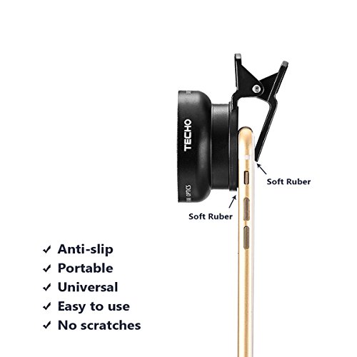 TECHO Universal Professional HD Camera Lens Kit for iPhone X / 8 / 8 Plus / 7 / 6s, Cellphone (0.45x Super Wide Angle Lens, 12.5x Super Macro Lens)