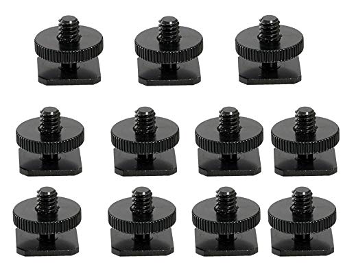 (10 Packs)Fotasy Hot Shoe to 1/4 Adapter, Camera Hot Shoe Mount Adapter, Flash Shoe to 1/4"-20 Male Post Adapter