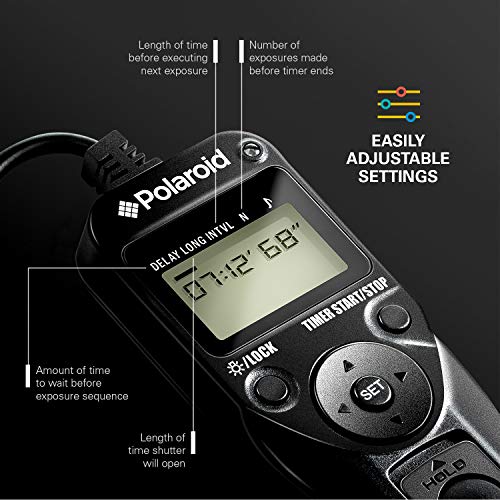 Polaroid Shutter Release Timer Remote Control For For The Canon Digital EOS Rebel T5i (700D), T5 (1200D), T4i (650D), T3 (1100D), T3i (600D), T1i (500D), T2i (550D), XSI (450D), XS (1000D), XTI (400D), XT (350D), 70D, 60D, G16, G15, G12, G11, G10, G1X Digital SLR Camera (Repalces RS-60E3)