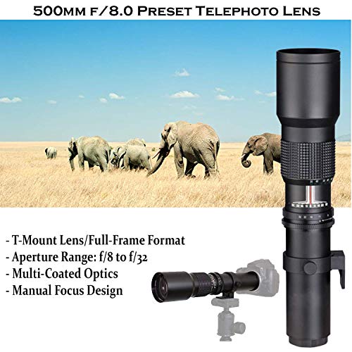 Canon EOS Rebel T7 DSLR Camera with 18-55mm is II Lens Bundle + Canon EF 75-300mm f/4-5.6 III Lens and 500mm Preset Lens + 32GB Memory + Filters + Monopod + Spider Flex Tripod + Professional Bundle