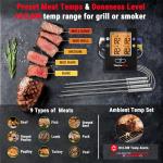Bluetooth Meat Thermometer with 4 Probes, Rechargeable