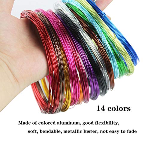 14 Rolls Colored Aluminum Craft Wire for DIY Projects