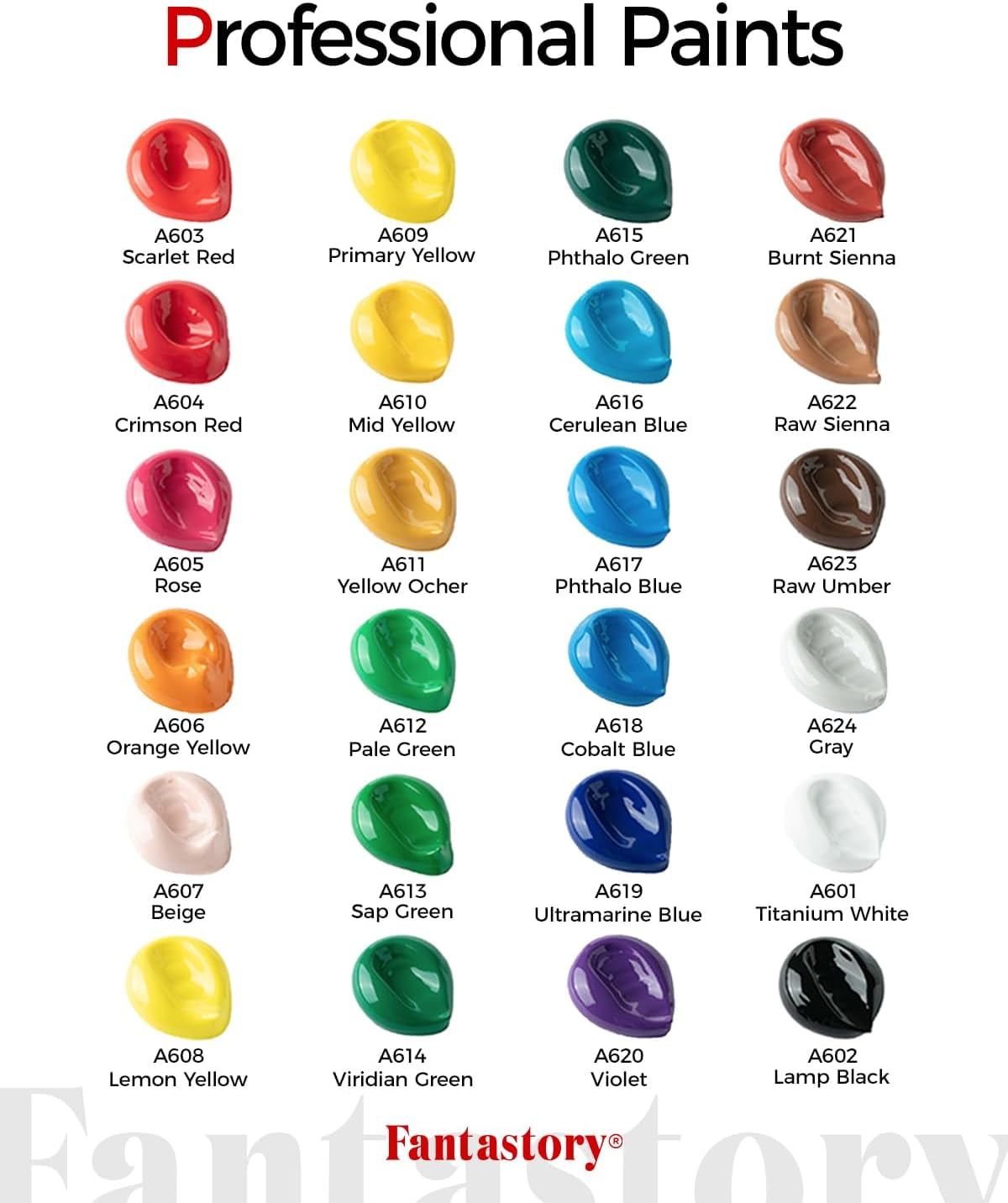 Fantastory Acrylic Paint Set - 24 Colors, 2 oz