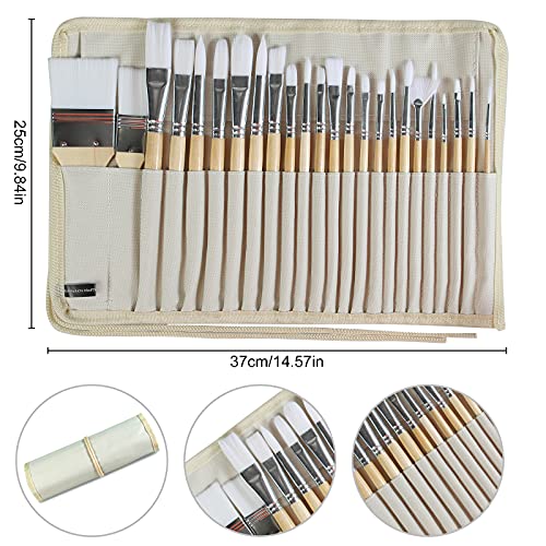24-Piece Paint Brush Set with Canvas Case