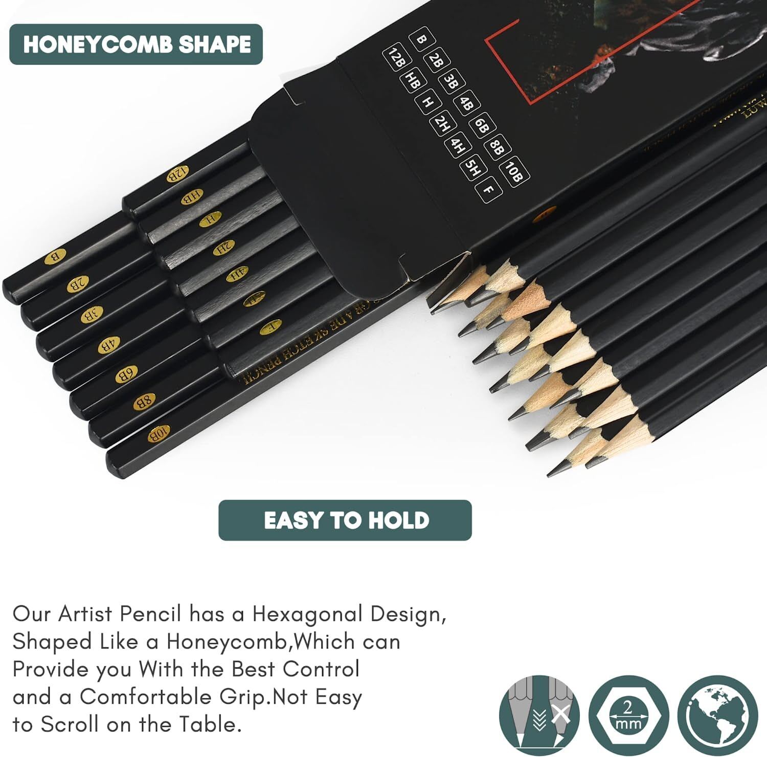 14-Piece B-12B Sketch Pencil Set for Artists