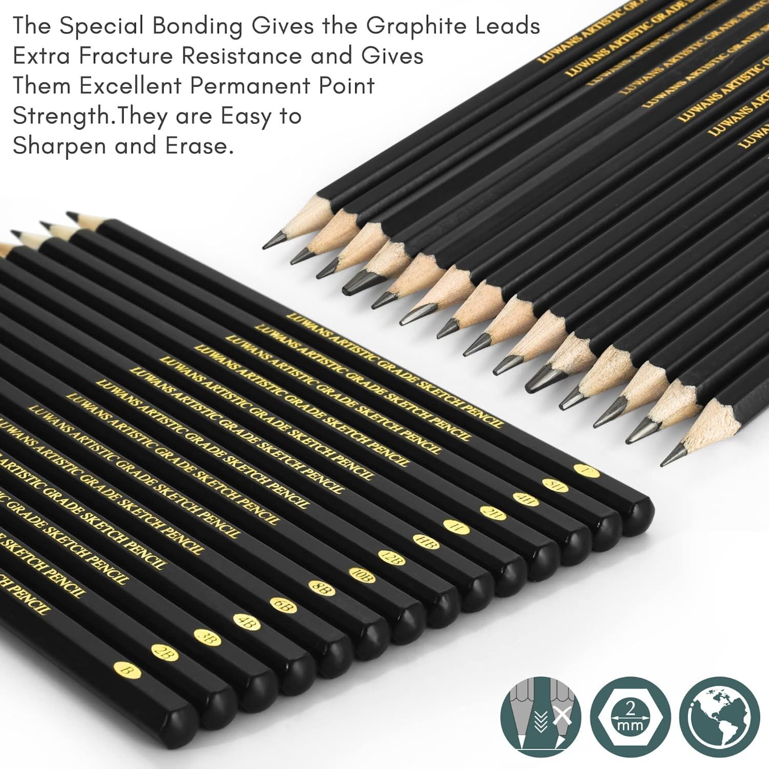 14-Piece B-12B Sketch Pencil Set for Artists