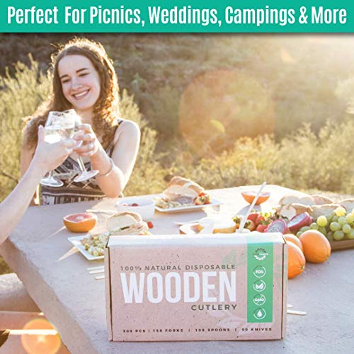Eco-Friendly 300-Piece Compostable Wooden Utensil Set