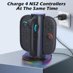 GMBACK Charging Dock for 2025 Nintendo Switch 2 JoyCon, 4-in-1 Charger Stand with Magnetic Stand, RGB Lighting & Smart Chip, Nintendo Switch 2 Charging Docking Station for Joycon Controllers