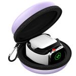 MoKo Travel Case Compatible with Apple Watch Series 11/10/9/8/7/6/5/4/3/2/1/SE3/SE2/SE,Portable Protective Storage Bag Fit iWatch Stand and Airpods 2 & 1 Charging Case Station Dock,Taro Purple