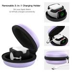 MoKo Travel Case Compatible with Apple Watch Series 11/10/9/8/7/6/5/4/3/2/1/SE3/SE2/SE,Portable Protective Storage Bag Fit iWatch Stand and Airpods 2 & 1 Charging Case Station Dock,Taro Purple