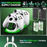 OIVO XSX Controller Charger Station with 2x5580mWh Honest Rechargeable Battery Packs for XOX Series X/S/One/Elite/Core Controller, Charging Station for Xbx with 4 Packs Covers for, White