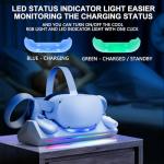 Hurra Charging Dock for Meta Quest 2, VR Charging Station for Oculus Quest 2 Support LED Indicator/Magnetic Charging Headset & Touch Controllers, with 2 Rechargeable Batteries, USB-C Charger & Cable