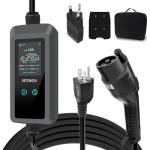 BETUMODA Level 1&2 EV Charger 2026 Upgraded, 110V–240V, 8-16Amp Adjustable Current & Timer, NEMA 5-15 & 6-20 Plug, 25Ft EV Charging Cable, SAE J1772 Compatible for All PHEV/EV(Tesla Requires Adapter)