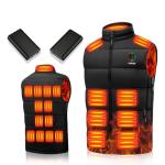 THBYQK 21 Heated Zones Heated Vest, with 40000mAH 7.4V Battery Pack Heated Vest for Men & Women, 5 in 1 Smart Controller (US, Alpha, X-Large, Regular, Regular, Black-with 20000mah Power Bank X2)