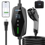 Level 1&2 Portable EV Charger (WiFi) with App Control, 8-16Amp Adjustable Current & Timer, 110V–240V, NEMA 5-15 & 6-20 Plug, 25Ft EV Charging Cable, J1772 Electric Car Charger for All PHEV/EV