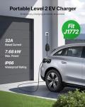 VEVOR Level 2 EV Charger, 32 Amp Adjustable Current, 240V Electric Vehicle Portable Charger with 25 ft Charging Cable, NEMA 14-50P Plug, LCD Display, Plug-in Home Car Charging Station for SAE J1772 EV
