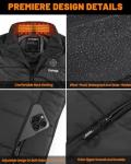 THBYQK 21 Heated Zones Heated Vest, with 40000mAH 7.4V Battery Pack Heated Vest for Men & Women, 5 in 1 Smart Controller (US, Alpha, X-Large, Regular, Regular, Black-with 20000mah Power Bank X2)