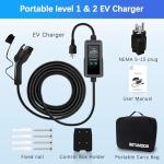 BETUMODA Level 1&2 EV Charger 2026 Upgraded, 110V–240V, 8-16Amp Adjustable Current & Timer, NEMA 5-15 & 6-20 Plug, 25Ft EV Charging Cable, SAE J1772 Compatible for All PHEV/EV(Tesla Requires Adapter)