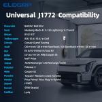 ELEGRP Level 1/2 EV Charger, 16 Amp, Portable J1772 Electric Car Charger, 25FT Cable, NEMA 6-20 & 5-15 Adapter, 110V-240V for BEVs/PHEVs, PBE & LRC Technology