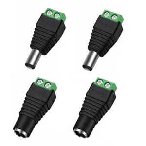 California JOS 2 Male + 2 Female 12 V 2.1x5.5mm DC Power Jack Plug Adapter Barrel Connector for CCTV Security Camera LED Strip