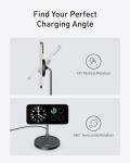 Anker MagSafe Compatible MagGo Charger Stand, iPhone 17 Wireless Charger, 2-in-1 Charging Station, Qi2 Certified 15W Fast Charging, for iPhone 17/16/15/14/13/12, AirPods Pro (Black, No Adapter)