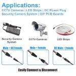 California JOS 2 Male + 2 Female 12 V 2.1x5.5mm DC Power Jack Plug Adapter Barrel Connector for CCTV Security Camera LED Strip