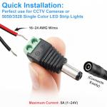 California JOS 2 Male + 2 Female 12 V 2.1x5.5mm DC Power Jack Plug Adapter Barrel Connector for CCTV Security Camera LED Strip