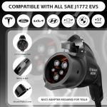 TLE LEVEL Level 2 EV Charger - Portable 40 Amp 9.6kW EV Charger, NEMA 14-50 Plug Electric Vehicle Charging Stations for J1772 Electric Cars, 25' Cable Smart 240V EV Chargers for Home