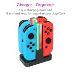 INNVO Power Dock - Switch Joycon Controller Charger, 4 in 1 Charging Dock for Nintendo Controller, Fast Charge Station, USB C Charging Cable Included Black