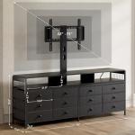 REAHOME TV Stand with Mount, 67" Entertainment Center for 32/45/55/60/65/75 inch TVs, Charging Station and LED Light, Media Console Table with 12 Drawers, Dresser TV Stand for Living Room, Black