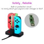 INNVO Power Dock - Switch Joycon Controller Charger, 4 in 1 Charging Dock for Nintendo Controller, Fast Charge Station, USB C Charging Cable Included Black