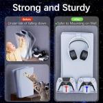 Hosanwell PS5 Wall Mount Kit with Charging Station, Compatible with PlayStation 5/Slim/Pro Disc & Digital Version, Dual Use Charging Station with Multi-Mode RGB Light, White